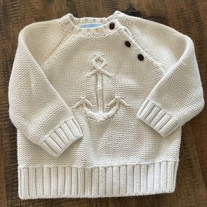 Janie and Jack cream knit sweater with anchor size 12-18 months
